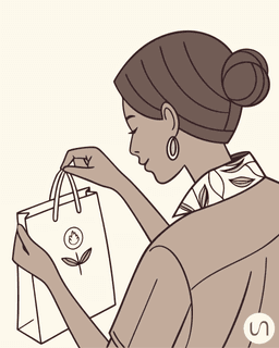 Femme avec un sachet