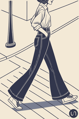 Femme habillée en jean flare