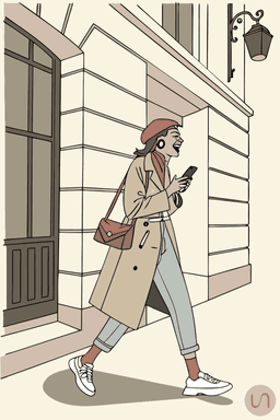Personne apprêtée sur son téléphone