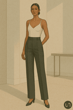 femme en pantalon taille haute